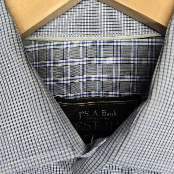 Jos A Bank Reserve Shirt Mens Medium Blue Cotton Silk Button Up Career Casual - Picture 6 of 7
